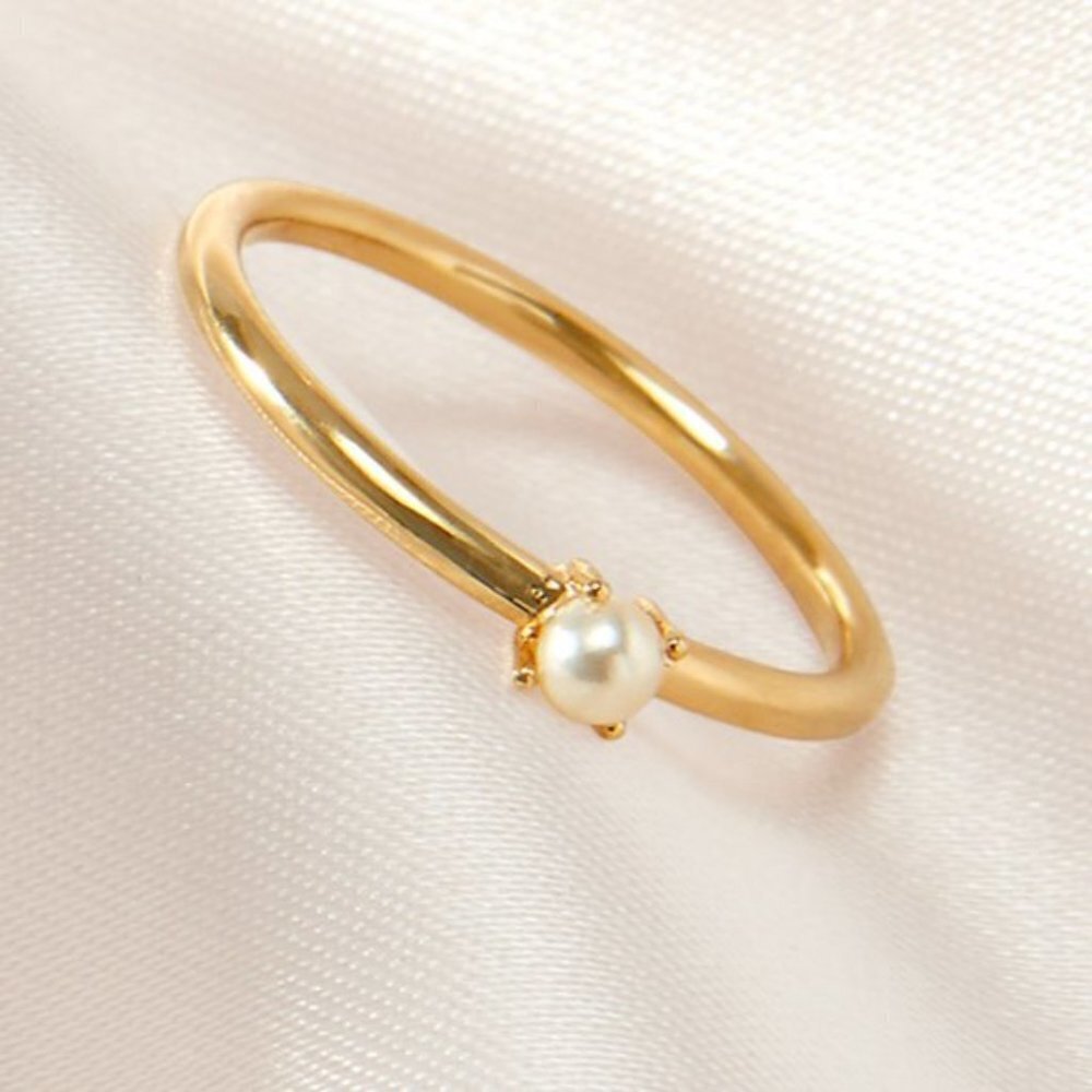 Stella & Dot Women's Simple Pearl Faux Ring Size 6